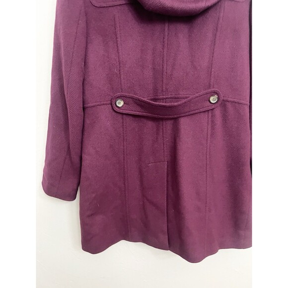 Talbots Italian wool toggle hooded Magenta Purple Thinsulate coat size 10 Large - Picture 10 of 11